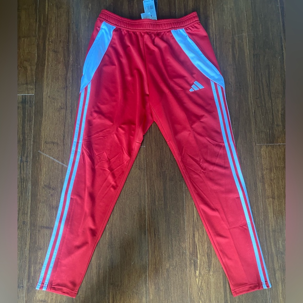Adidas Tiro 24 NEW Training Pants Knit Soccer IV7264 Red w/ White Men's Size M